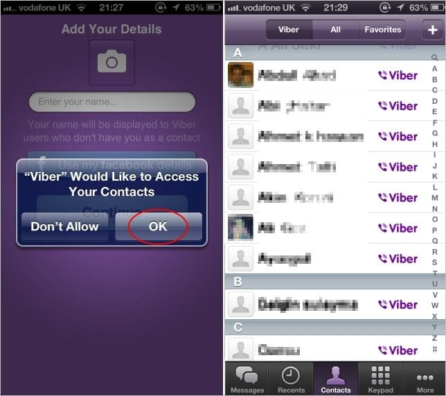 how does viber work on iphone