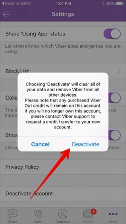 Uninstalling Viber from iPhone
